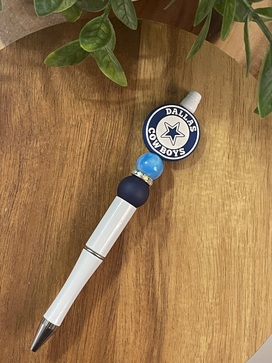Royal Blue Cowboys Star Beaded Pen