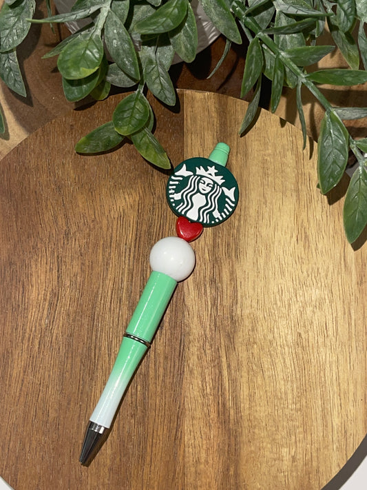 Green Starbuck Coffee Beaded Pen