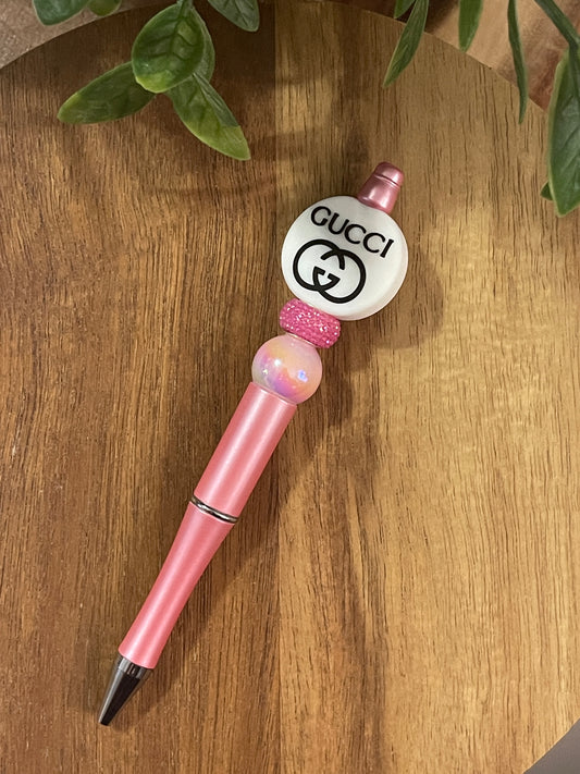 Pink GG Beaded Pen